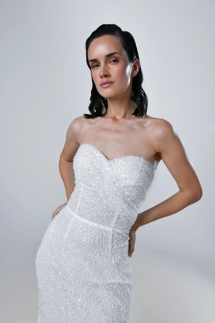 Jupe transparente tissu perlé